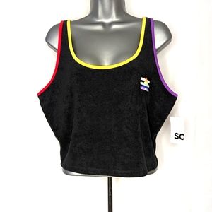 So Sonoma Crop Tank Top XL Jr. Black w Rainbow